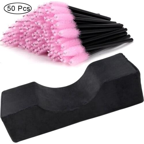Eyelash Pillow Neck Lash Pillow Memory Foam Eyelash Extension Pillow and 50pcs Eye Shadow Applicator Microbrush Makeup Sponge