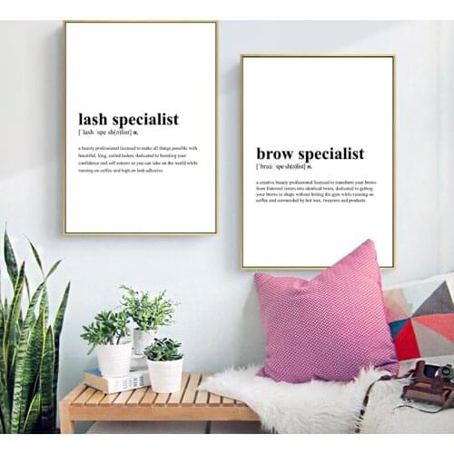 Lash Specialist Definition Canvas Prints Brow Specialist Quotes Poster Eyelash Eyebrow Beauty Salon Wall Art Painting Decor