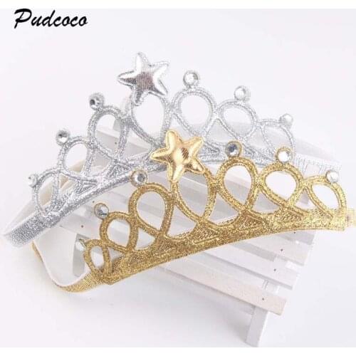 Pudcoco New Girls Princess Headbands Baby Hair Bands Bling Bow Crown Tiara 2018 Toddler Girl Hair 0-3T