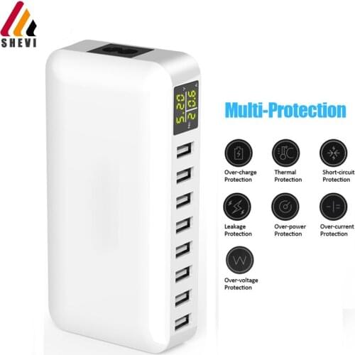 Multi Port USB Charger 5V8A AC Power Adapter Digital Display Desktop Charge 8 USB Wall Charge Official Charger For iPhone Huawei