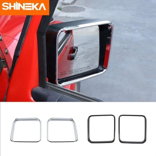 SHINEKA Car Rearview Mirror Covers Rain Eyebrow Frame Exterior Cover Trim Protection Accessories For Jeep Wrangler JK 2007-2017