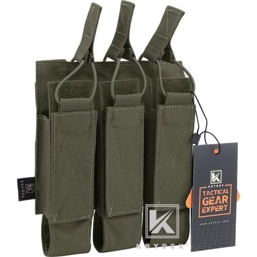 KRYDEX Tactical Modular Triple Magazine Carrier Pouch Airsoft Hunting MOLLE Triple Open Top SMG Mag Pouch For MP5 MP7 KRISS RG