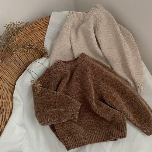 Girls Sweater Kids Babys Coat Outwear 2021 Brown Beige Thicken Warm Winter Autumn Knitting Tops Pure Cotton School Childrens C