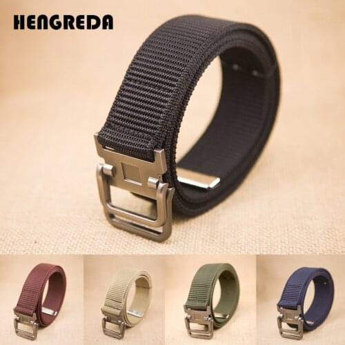 2019 Military Tactical Waist Belt Man Travel Black Double Ring Buckle Nylon Canvas Army Belts for Men Belts for Women Men Jeans