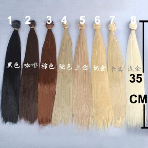 1 pieces thick bjd hair 35cm black brown flaxen golden natural color heat resistant long straight wig hair for 1/3 1/4 doll hair