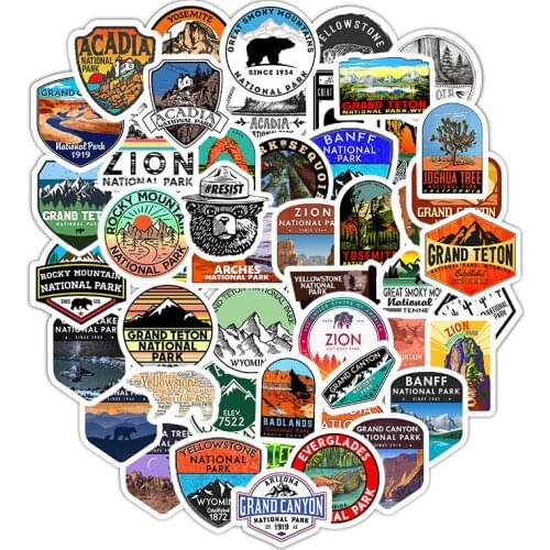 W1002 10/30/50Pcs National Park Zoo Icon Cartoon car Stickers DIY Suitcase Motorcycle travel Laptop Luggage Decal Stick