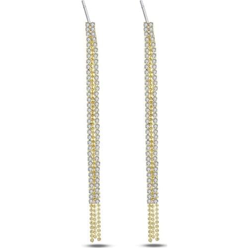 Womens Tassel Earrings Letters Cubic Zirconia Linear Long Earrings Simple Temperament Ladies Earrings Give Girlfriend Gifts