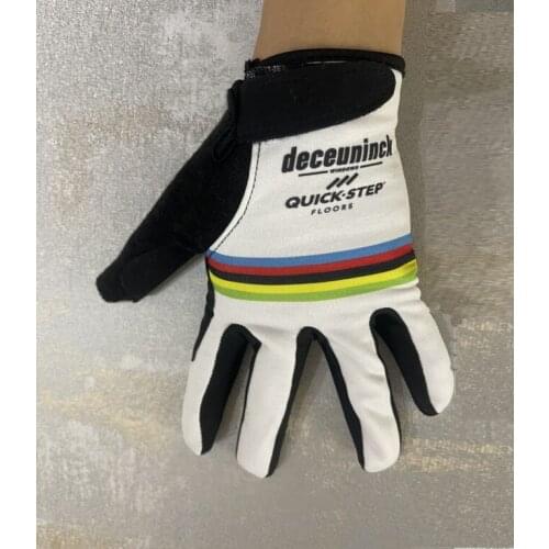 Winter Fleece Thermal 2021 Deceuninck Quick Step TEAM One Pair Full Finger Cycling Jersey Gloves MTB Road Mountain Gel Gloves