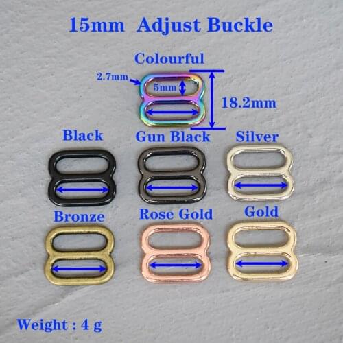 1 Pcs 15mm Metal Adjust Buckle DIY Metal Heavy Duty Thickness Shoulder Leather Bag Strap Belt Web Rectangle Adjust Tri-glide Pin