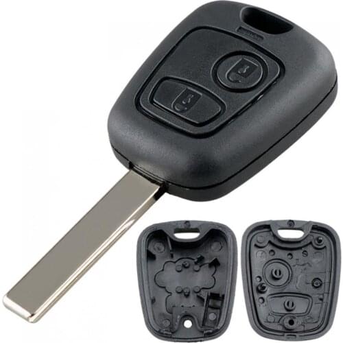 1pcs Black Durable 2 Buttons Replacement Car Remote Key Shell with Slot and 307 Blade fit for Peugeot Partner Expert Boxer 206
