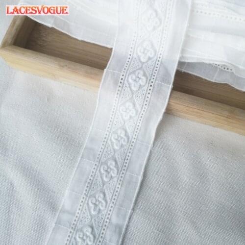 14yards 5cm Cotton embroidery Lace trim Patchwork Needlework sewing accessories Clothes edge decoration Garment material 696