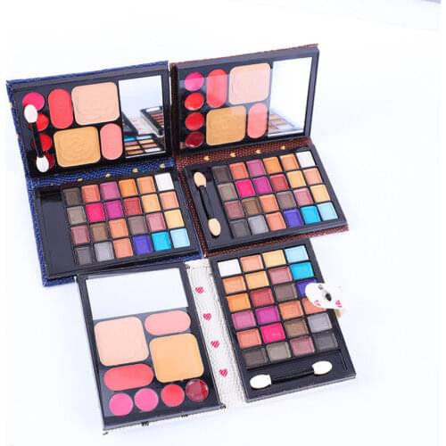 24 Colors Eyeshadow Palette Face Power Blush Lipstick Set 4 Colors Lipstick Eyeshadow With Brushes Mirror Face Foundation Makeup