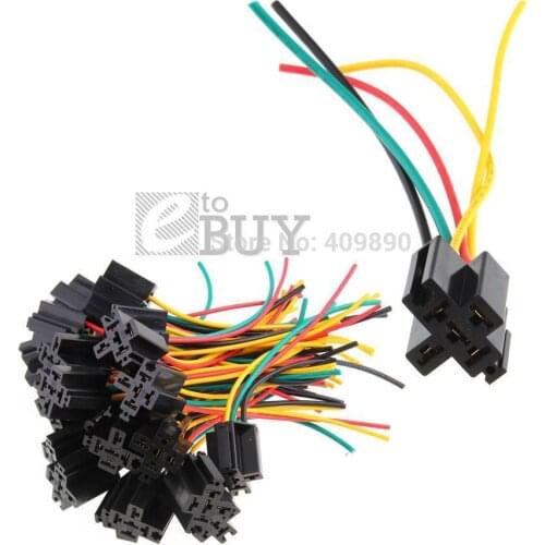 200PCS/LOT 12V Volt Wire Relay Socket 5 Pin Car Automotive Alarm