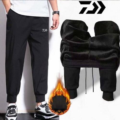 2021 New DAIWA Waterproof Fishing Pants Winter Men Outdoor Ski Sports Warm Fleece DAWA Fishing Trousers Breathable Thermal Pants