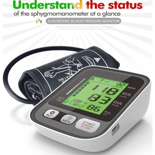 3 Color LCD Display Blood Pressure Monitors Household Health Sphygmomanometers Voice Function Tonometer Digital Cuff Tensiometer
