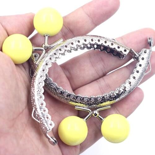 30PCS 8.5cm Ruffled Arch Purse Frames Kiss Clasps Clutch Buckle Handbag Handle Yellow Ball Luggage Crafts Hardware Accessories