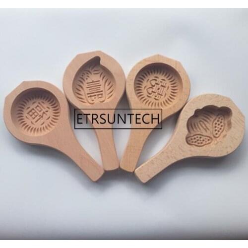 50pcs Wood Mooncake Baking Mold Traditional Chinese Festival Celebration 3D Fondant Cake Tools Party Decorating
