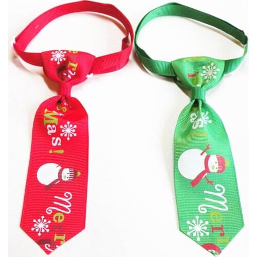 50PC/Lot Christmas Pet Dog Ties Handmade Snowman Cat Dog Neckties Holiday Dog Accessories Pet Supplies
