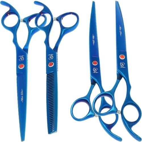 7" Dog Hair Clippers Set Professional Animal Up Down Curved Cutting Scissors Pet Grooming Shears Forceps Thinning Tijeras B0023A
