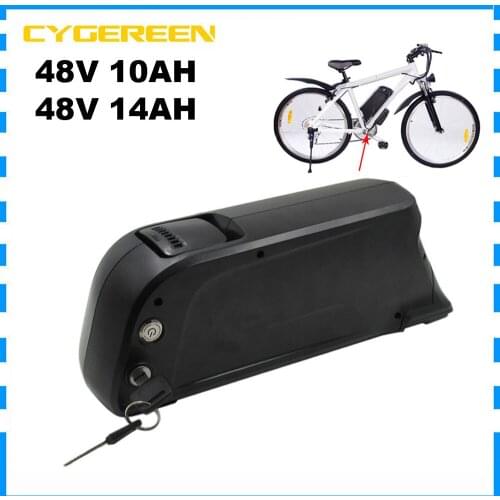 750W 48V 14AH Electric Bike down tube battery Pack 48V 10AH lithium bateria 35E 18650 cell with 20A BMS 54.6V 2A Charger