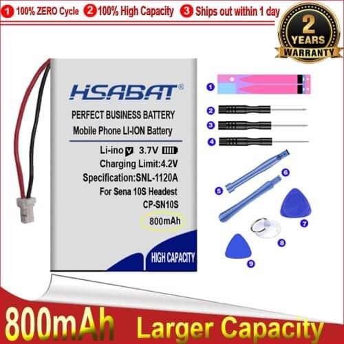 HSABAT 0 Cycle 800mAh Battery for Sena 10S 20s Headest High Quality Replacement Accumulator