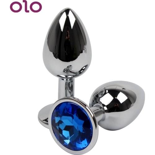 OLO Metal Butt Plug Stainless Steel Anal Plug Bead Diamond Prostate Massage Sex Toys for Women Men Gay Adult Product