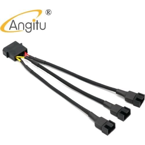 Angitu 3Ports Molex to 4Pin PWM Fan Adapter Cable 5V, 7V, 12V-15cm