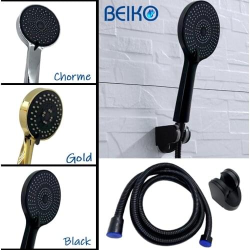 Free Shipping Matte Black Chorme Gold 3 Function Hand Held Shower Head Wall Mounted Shower Set With Hose and Shower Holder