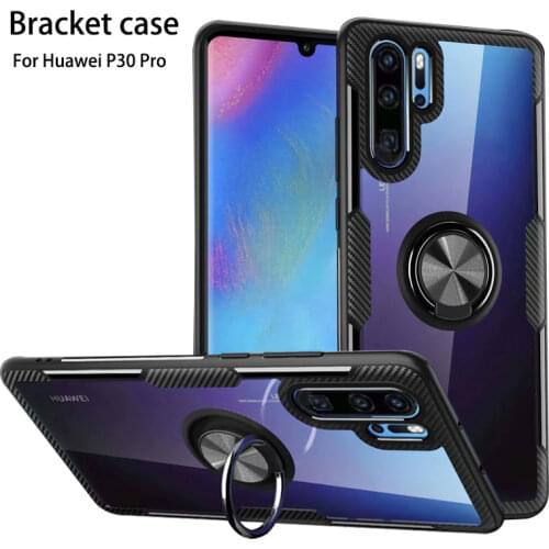 Transparent bracket case for huawei p30 magnetic holder protective case for huawei p20 pro new back cover for huawei p30 lite