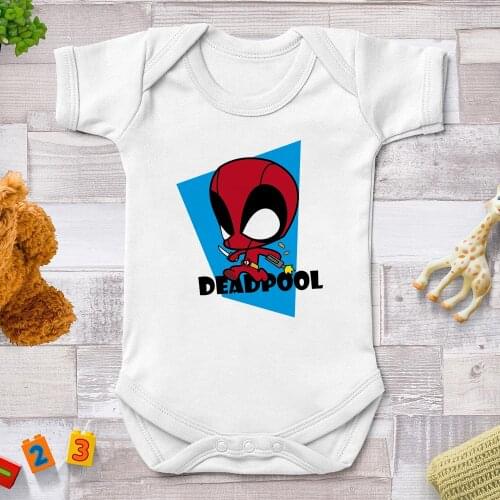 Deadpool Baby Rompers Marvel Superhero Printed Newborn Clothes Summer Short Sleeve Baby Girls Boys Jumpsuit Baby Kids Tops