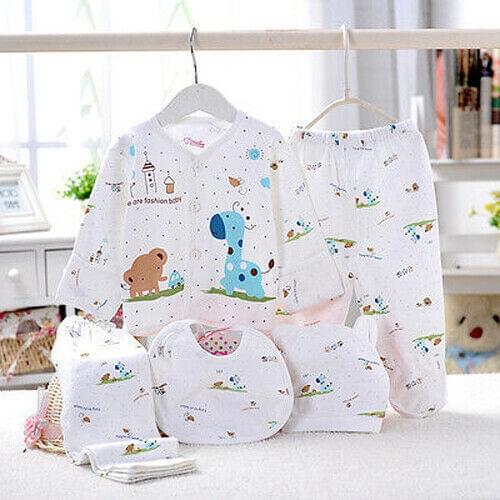0-3M Newborn Baby Unisex Clothes Underwear Animal Print Shirt and Pants 2PCS Boys Girls Cotton Soft