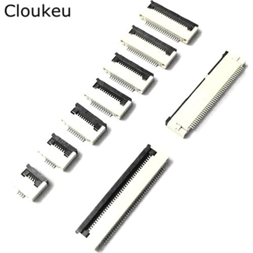 10Pcs FPC Connector cable socket 0.5MM Clamshell Bottom Contact Type 40Pin 30P 32P 34P 36P 40P 45P 50P 54P 60P