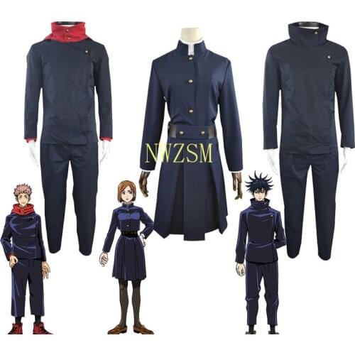 Anime Costumes Jujutsu Kaisen Itadori Yuji Cosplay Costume Kugisaki Nobara Wigs Fushiguro Megumi Uniform Set and Headwear