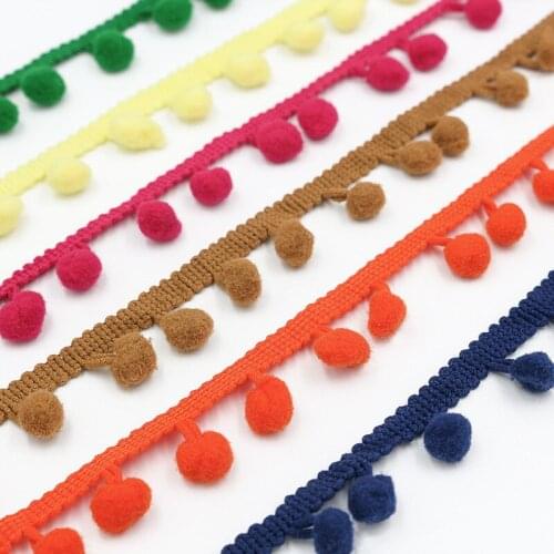 34 Colors 20 Yards Pom Pom Fringe Trim Ribbon 10mm/12mm Ball Sewing Lace Knitted Fabric Handmade Craft Decoration Accessories