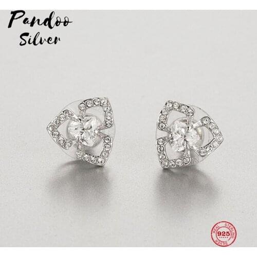 Pandoo Fashion Charm Sterling Silver Original 1:1 Engraving, Simple And Exquisite Versatile Earrings Womens Luxury Jewelr