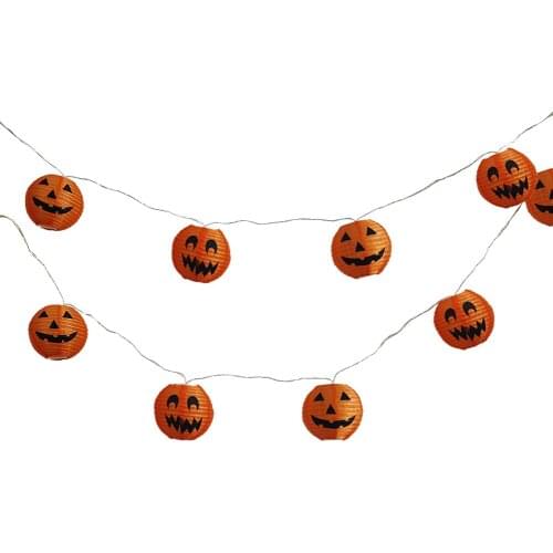 Halloween Nylon Pumpkin Lantern String Lights Pumpkin Mixed Expression Lamp Horror Night Light Indoor Outdoor Decoration