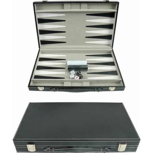 2021 New High-grade Black Backgammon Leather 15 Chess Pieces Backgammon 38*24*6cm