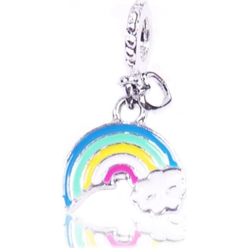 The New Three-color Rainbow Bow Way Star Clip Diy Beads for Large Beads in Europe the Charm of Silver-plated Bracelet Beads