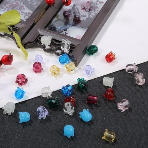New 1mm Fower Petals Lampwork Beads Pendant Charm Glass Beads DIY Bracelet Necklace For DIY Jewelry Making Hair Accessories