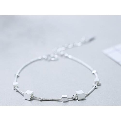 New Foot Anklet Sterling Ladies Anklets Bracelet Chain for Women Square Pendant Foot Pulseras Jewelry Package Mail