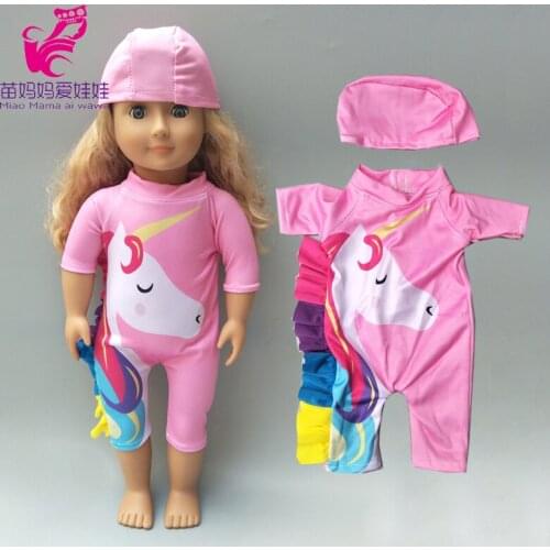Unicorn Outfit Swimsuit Doll Clothes Fit for 43cm New Born Baby Doll Clothes and American Doll Coat Accessories