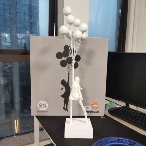 Box Luxurious Balloon Girl Statues Banksy Flying Balloons Girl modern Art Sculpture Resin Craft Home Decoration Christmas Gift