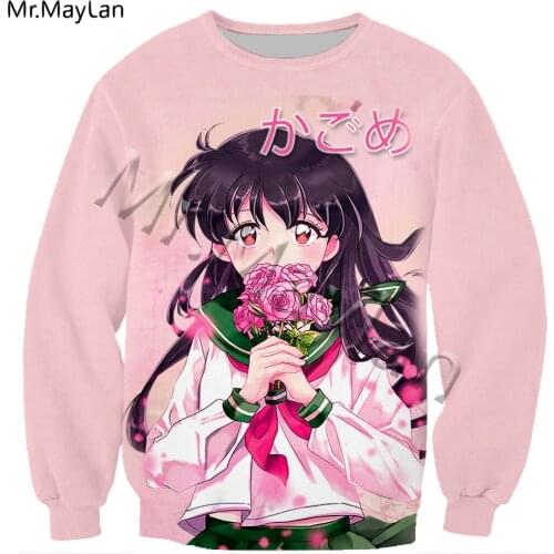 Anime Inuyasha Higurashi Kagome 3D Print Sweatshirt Harajuku Style Sweatshirts Women Men Kawaii Outfits Girls Pink Clothes Tops