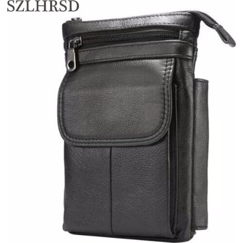 SZLHRSD Cell Phone Case Genuine Leather zipper pouch Belt Clip Waist Purse Cover for Samsung Galaxy S9Plus Blackview P10000 Pro