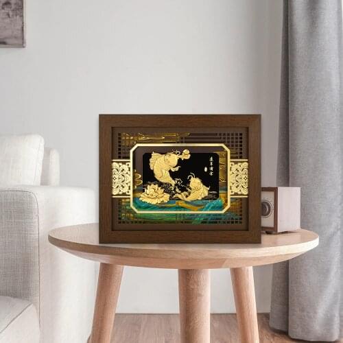 Traditional Chinese Painting Fortune Fish Pictures Gold Foil Painting Wall Pictures For Living Room Home Decor Framed Mirrors