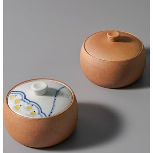 Japanese Art Retro Ceramic Baby Stew Pot Household Steamed Egg Custard Bowl Ceramic Birds Nest Bowl with Lid Kitchen Tableware