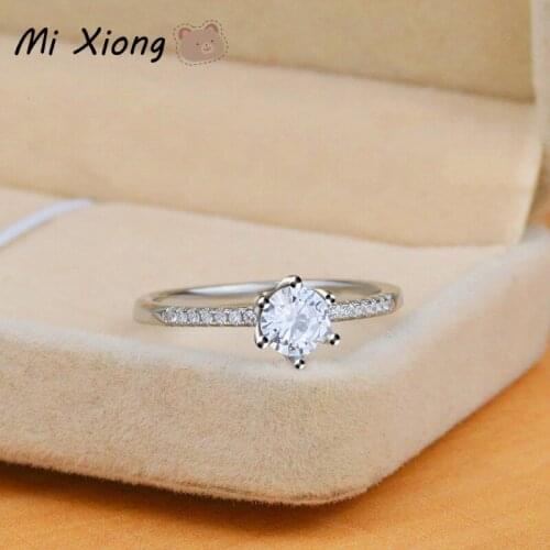 Mi Xiong 925 Sterling Silver Rings for Women Luxury Diamond Wedding Engagement Sparkle Charm Brand Fine Jewelry Romantic Love