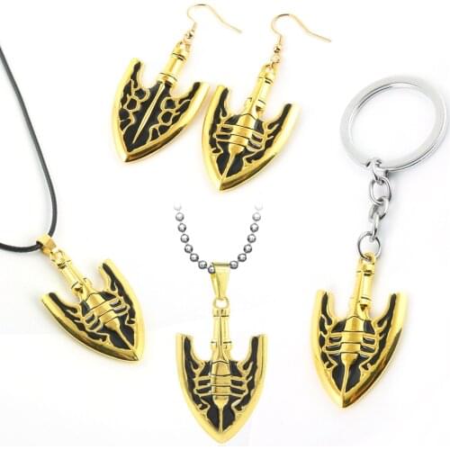 Anime JOJOS BIZARRE ADVENTURE Gold Shovel Necklaces Higashikata Josuke Kill Queen Metal Pendant Keychain Earrings Figure Toys