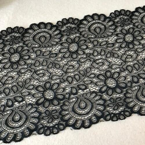 10meters/lot 21cm Width Black Elastic Lace Trim Sewing Accessory Hollow Out DIY Ribbon Lace French Lace For Bridal, Headband