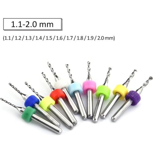 10 PCS 1.1-2.0 mm PCB Tungsten Carbide Micro Mini Drill Mini Hand Drill Woodworking Glass Cutters Steel Circuit Board Machine